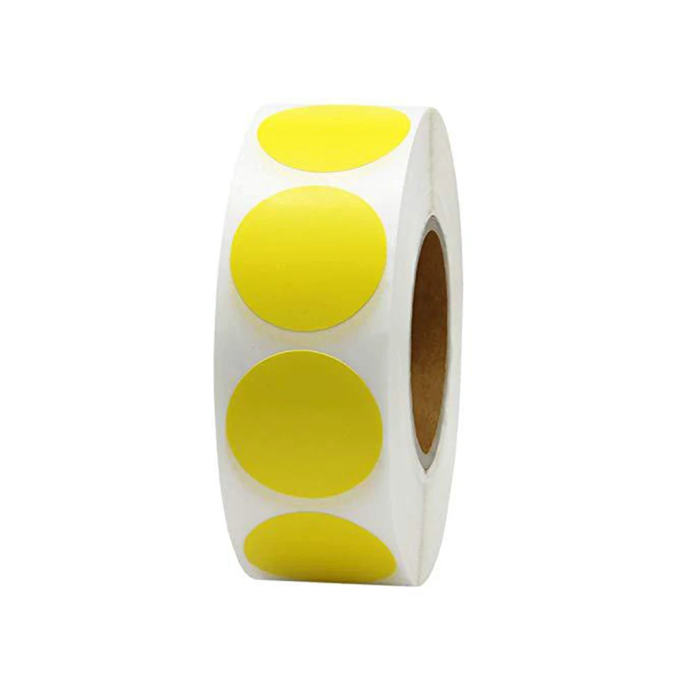 Yellow 500 Pcs /Roll Stationery Green Round code Dot Labels Stickers Mark stickers Chroma Label Stickers Color Labels Stickers