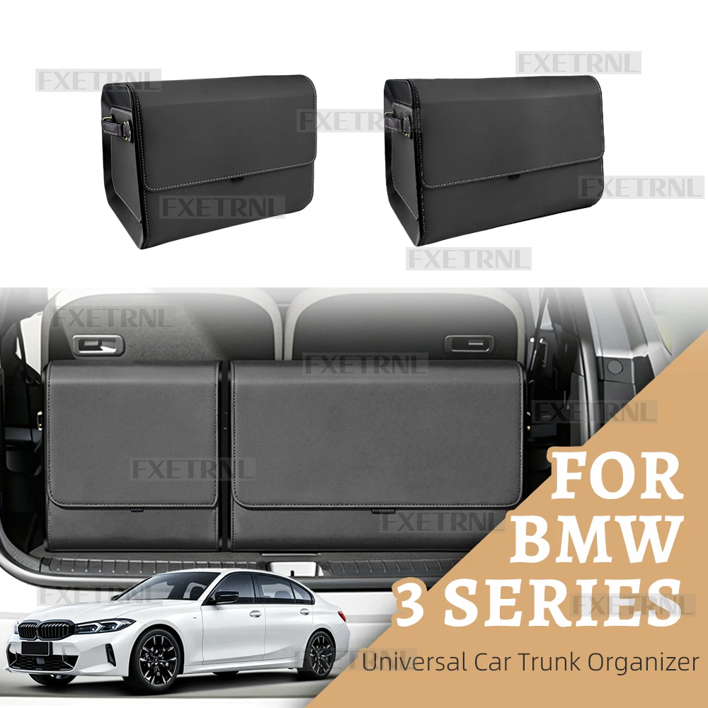 For BMW 3 Series G20 G21 Pre-Lci 2019-2022 Storage Box PU Leather Multipurpose Collapsible Car Trunk Storage Organizer Accessory