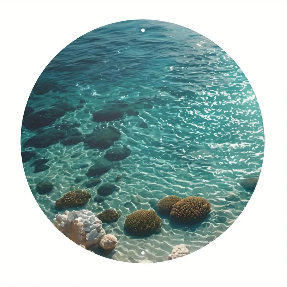 خمر تين تسجيل المشهد الساحلي جولة الألومنيوم جدار ديكور فني للمنزل جدارية #3