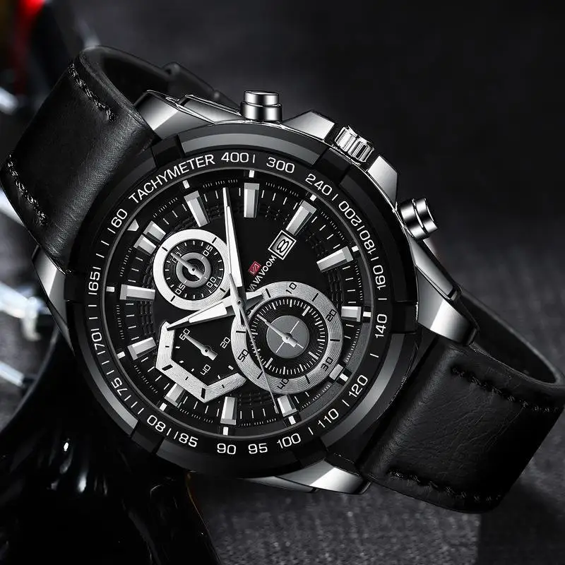 VA VA VOOM 2321 Brand Men Supercar Racing Watch Multifunctional Stopwatch Date Design Sports Leather Strap Reloj Hombre Reloj