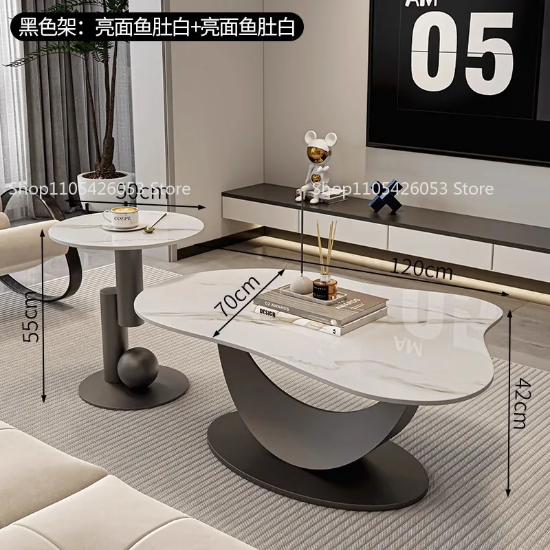 Minimalist living room household modern simple rock slab coffee table light luxury high sense irregular coffee table small table image 2