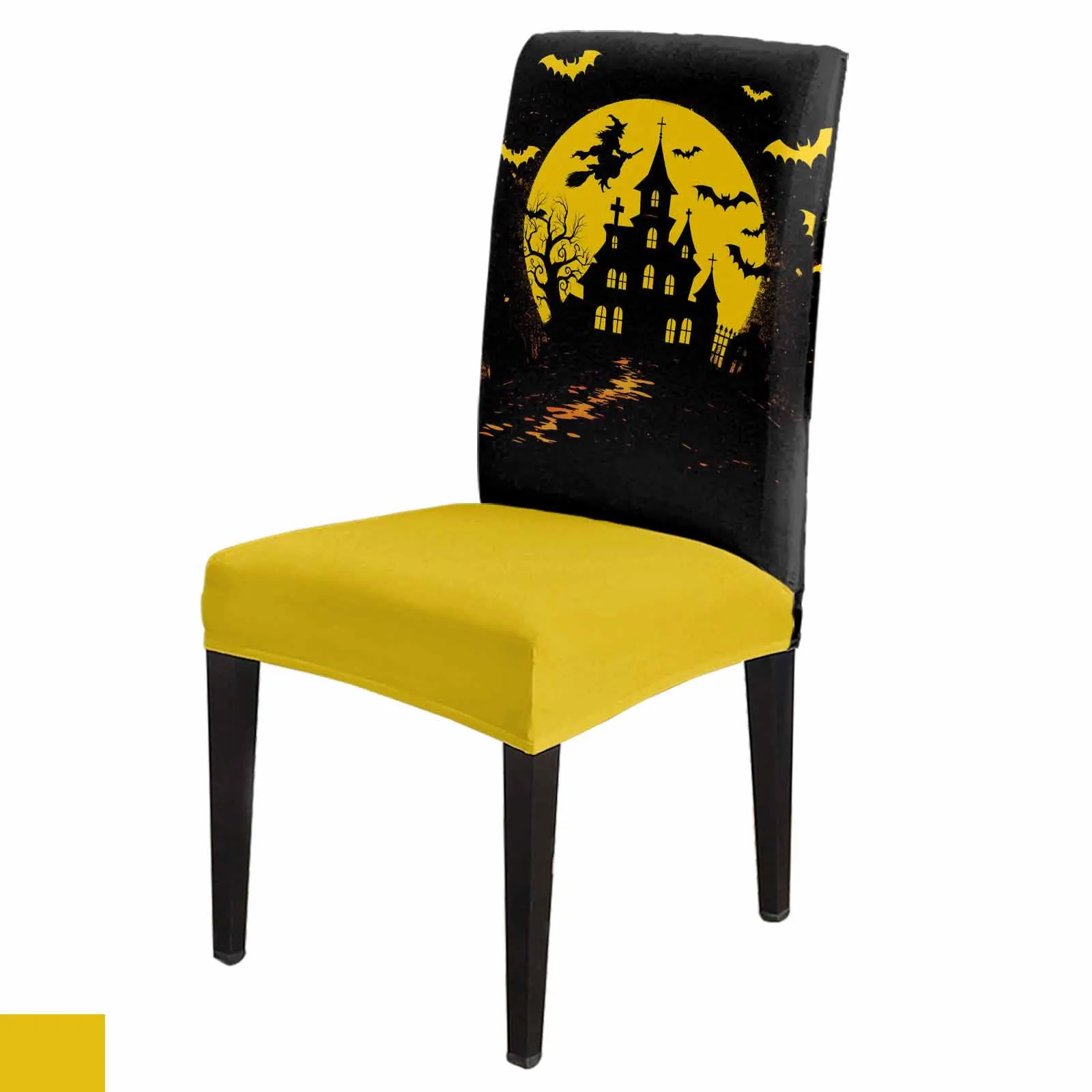 

Halloween Castle Night Moon Bat Spandex Chair Cover Office Banquet Chair Protector Cover Stretch Chair Cover for Dining Room