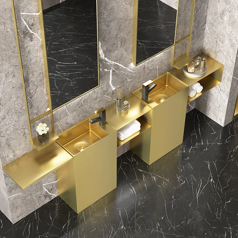 Light luxury stainless steel column basin washbasin balcony small apartment