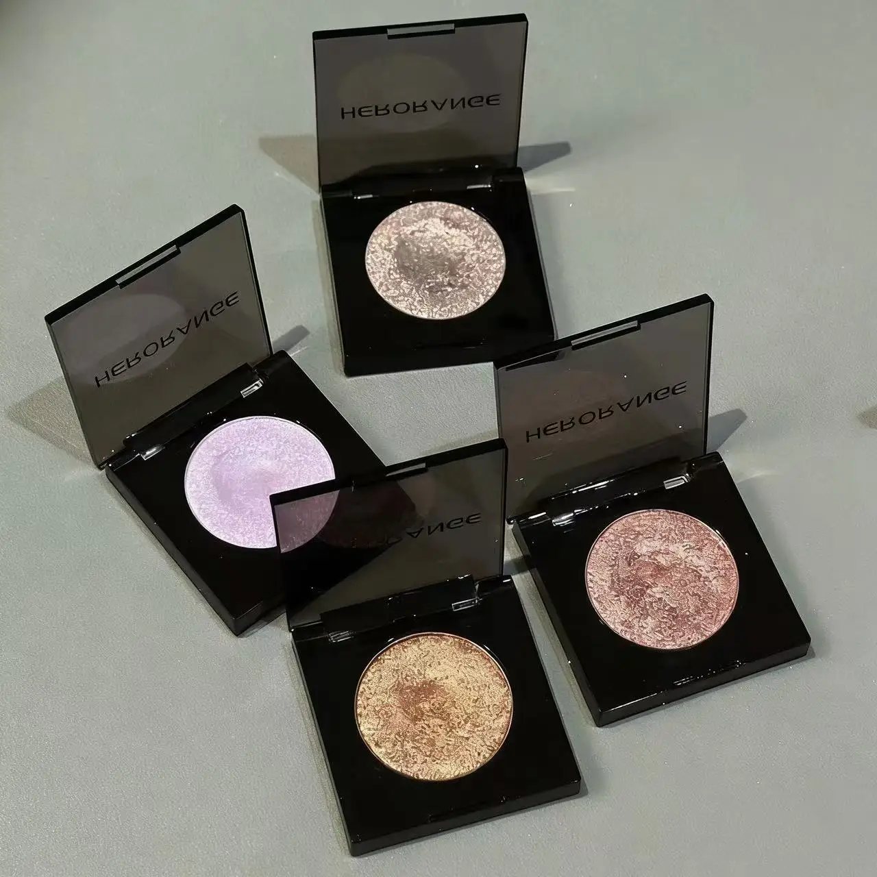 Herorange 16-Farben Lidschatten- und Highlighter-Palette Matt Schimmernd Orange Braun Rosa Champagner Wasserfest Tragbar Festival Make-up – Detail 4