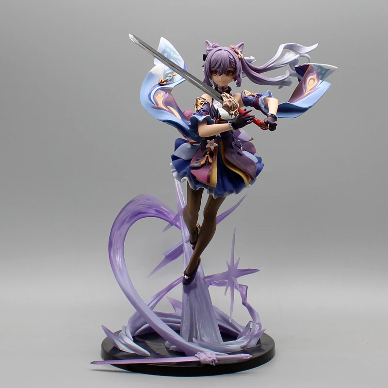 Genshin Impact Keqing Figura Anime, Estatueta de Ação PVC, Estátua, Modelo Colecionável, Ornamentos Kawaii, Brinquedos Bonitos, Presente, 25cm