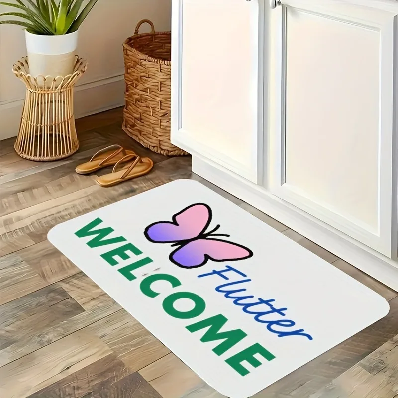 

1PC Welcome Pattern Kitchen Rug Non-Slip Door Mat Pop design Bathroom Rug Bath Mat Carpet for Home Sink Laundry Decoreeree