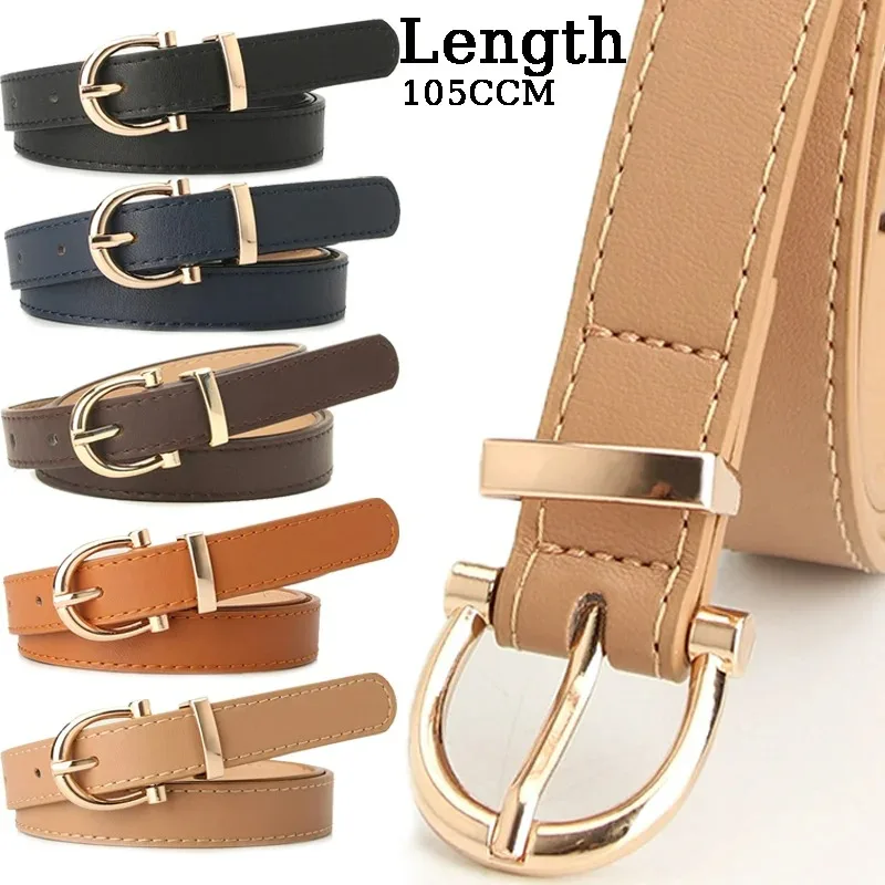 New PU Leather for Women Simple Metal Buckle Belt Girls Dress Jean Pants Waistband Belts 2023 Women Belts Luxury Designer Brand