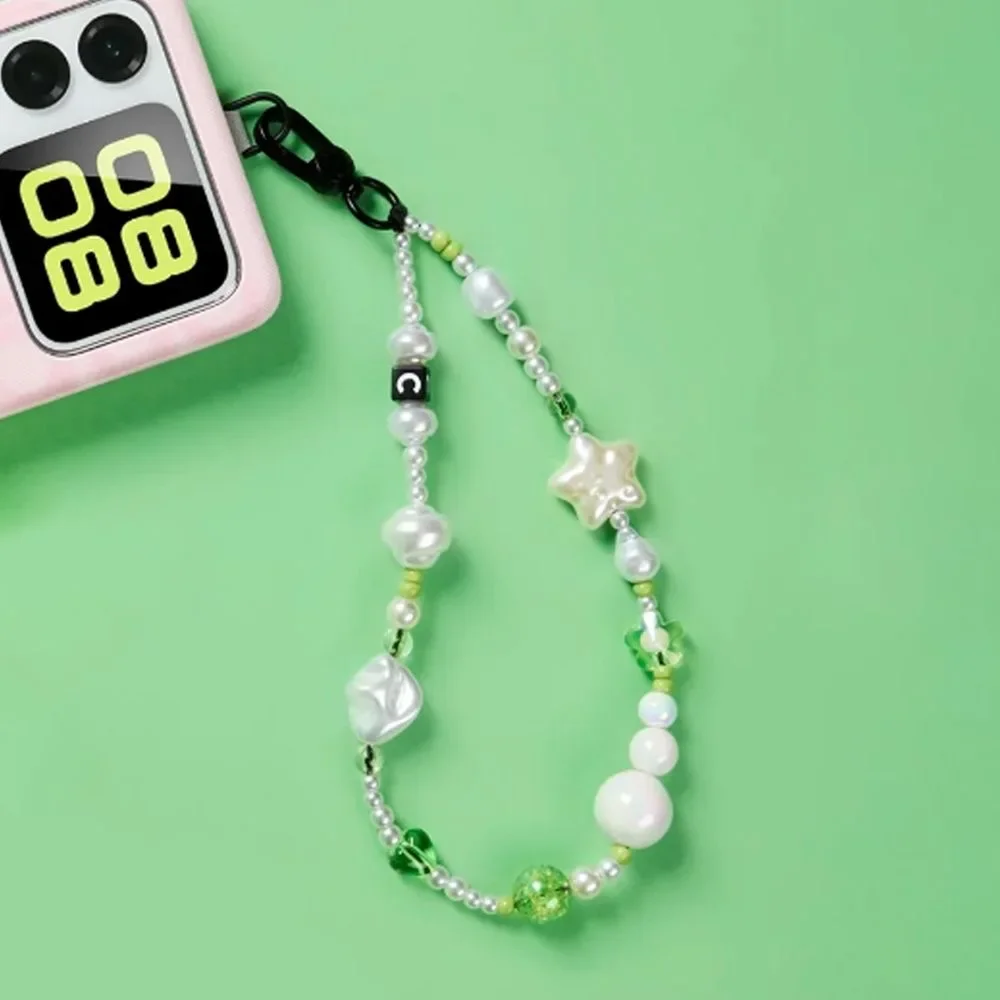 

Pearls Star Green Short Chain Long Chain Mobile Phone Straps for IPhone Lanyard Bracelet for Samsung Galaxy