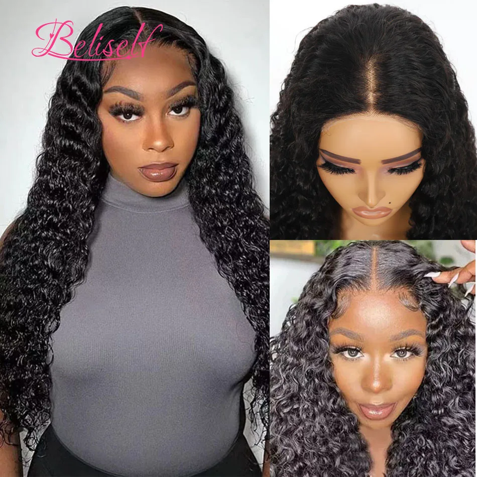 Glueless Wig Human Hair Water Wave Lace Front Wig 4x4 5x5 HD Lace Closure Wig Glueless Preplucked  Human Wig Ready to Go