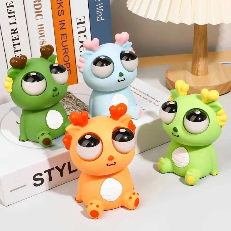 1pcs Squeeze Dragon EDC Toy Pop Out Eyes Fun Soft Toy Cartoon Design Stress Relief Squeeze EDC Toy Kid Birthday Gift Party Favor