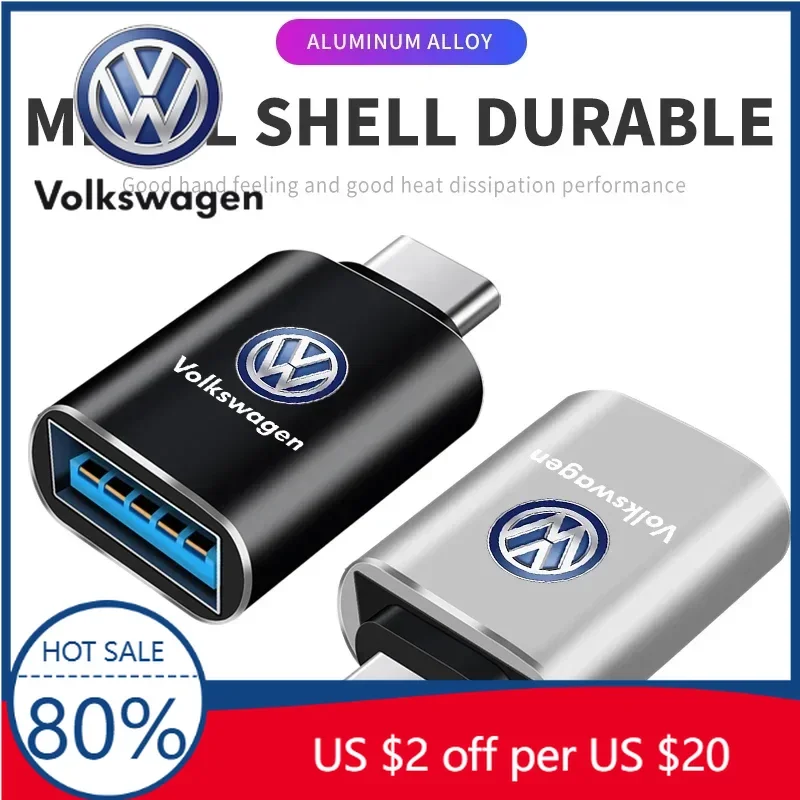 

Адаптер-конвертер USB Type-C для зарядки автомобилей Volkswagen (VW) с логотипом, для моделей Golf-5, 6, 7, Bora, Jetta, POLO, MK6