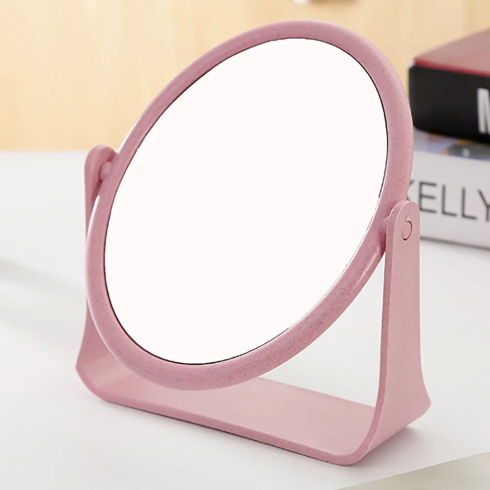 

2Pcs Portable Makeup Mirrors Double-Sided Rotatable Desktop Mirror Purple Oval and Square Chic Practical Design