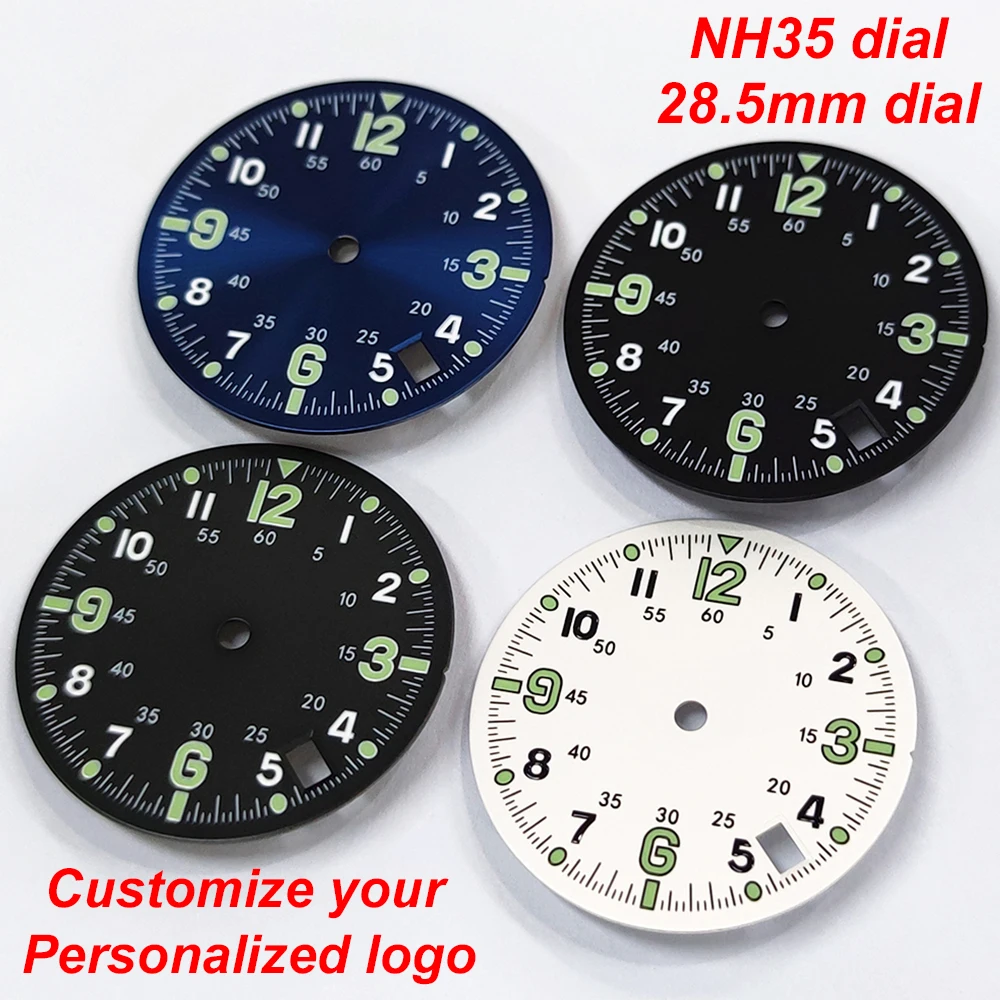 NH35 dial 28.5mm dial Digital dial Watch accessories men's watch dial Customizable logo Dial Suitable for the NH35 movement