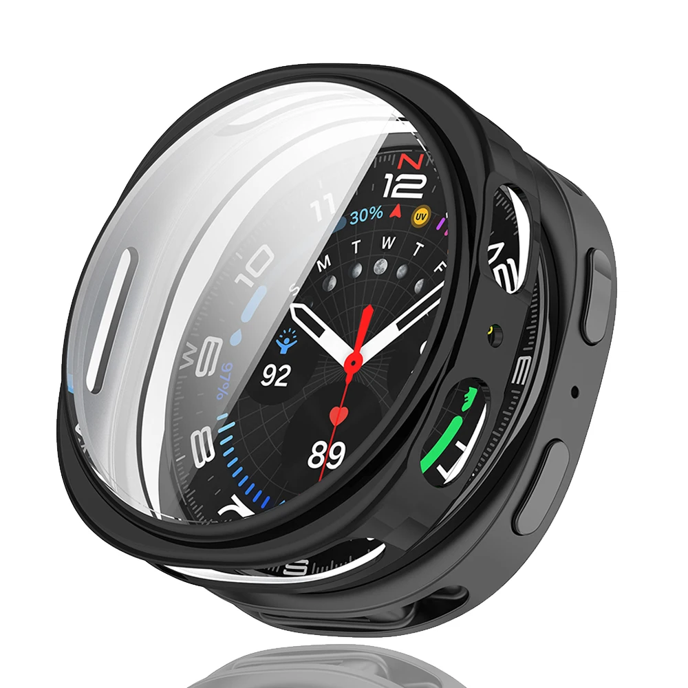 Soft Case for Samsung Galaxy Watch8 40mm 44mm Full Screen Protector TPU All-Around Bumper Protection Cover Watch 8 40 44 Black