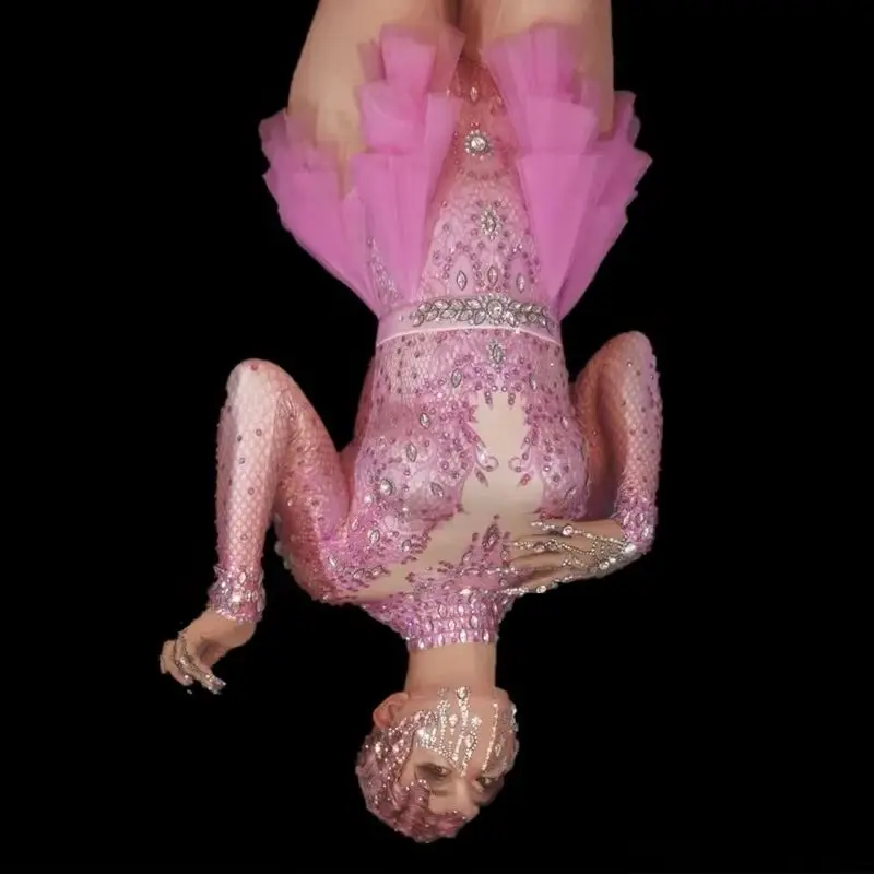 

Кружевное боди со стразами, женское боди с длинными рукавами для танцев на пилоне, Gogo, костюм для джазового танца, одежда для выступлений на сцене, XS4816