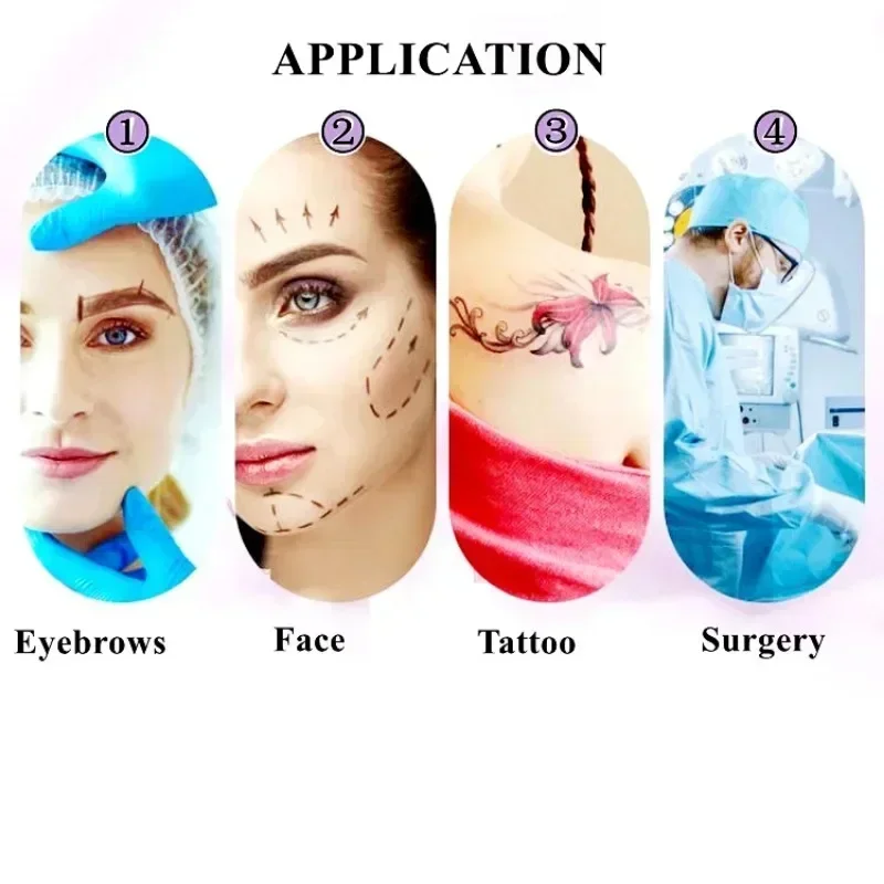 Dubbele Kop Chirurgische Wenkbrauw Tattoo Skin Marker Pen Tool Accessoires Tattoo Marker Pen Pen Met Meetliniaal Microblading