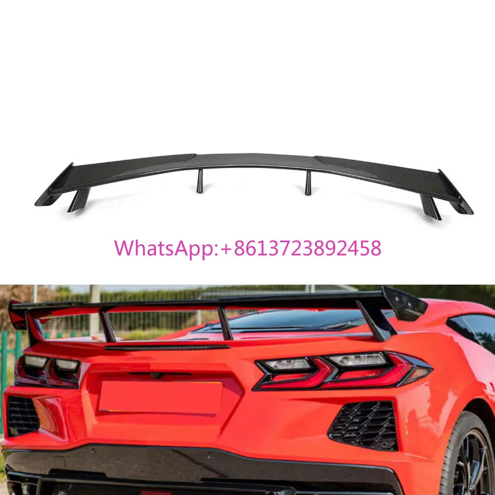 

For Chevrolet Corvette Stingray C8 Real Carbon Rear Trunk Lid Spoiler High Wing 2020 2021