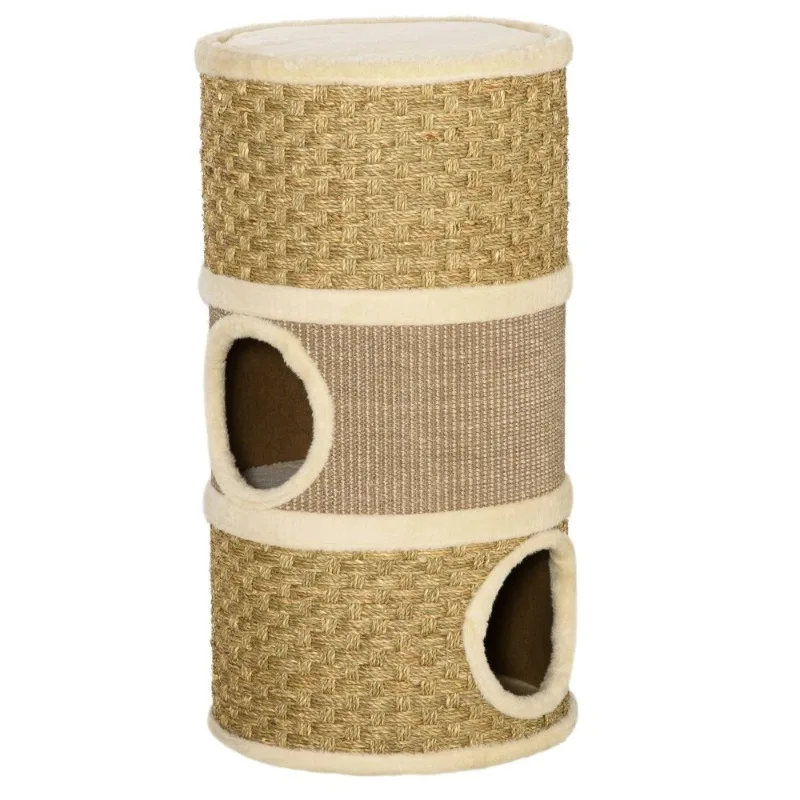 3-story cat apartment with sisal scratch pad bucket shaped cat house indoor cat multi-layer kitten tree cat play furniture