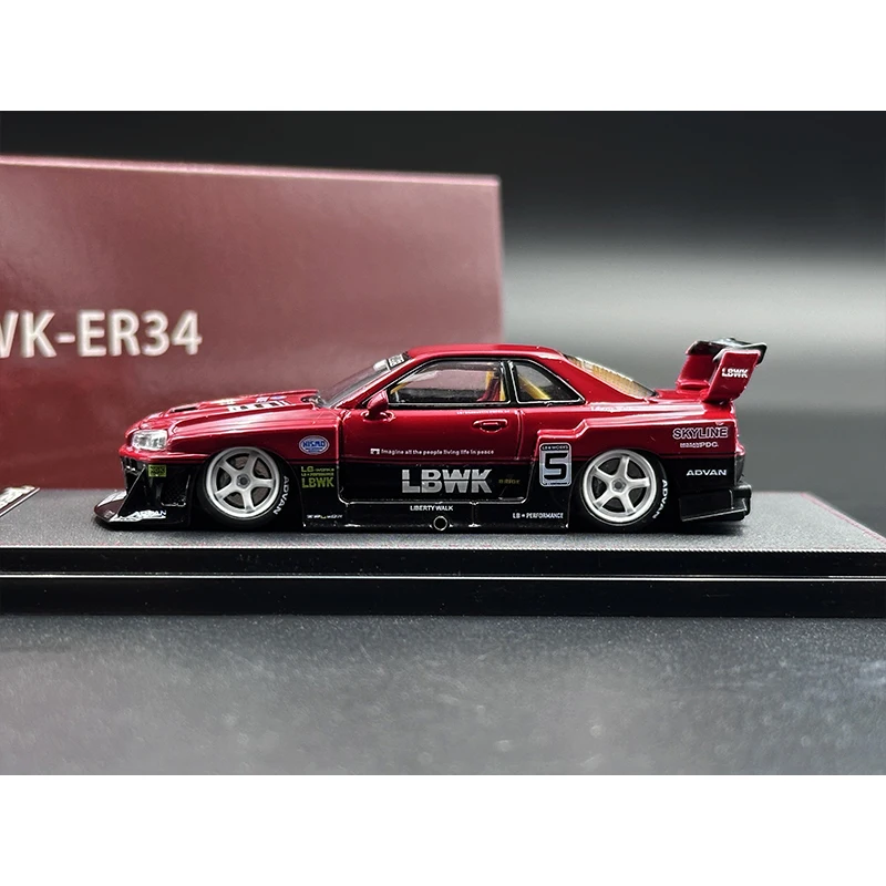 SW в наличии 1:64 Skyline GTR ER34, супер силуэт, открытая капот, литый под давлением, Коллекционная модель автомобиля, миниатюрное уличное оружие