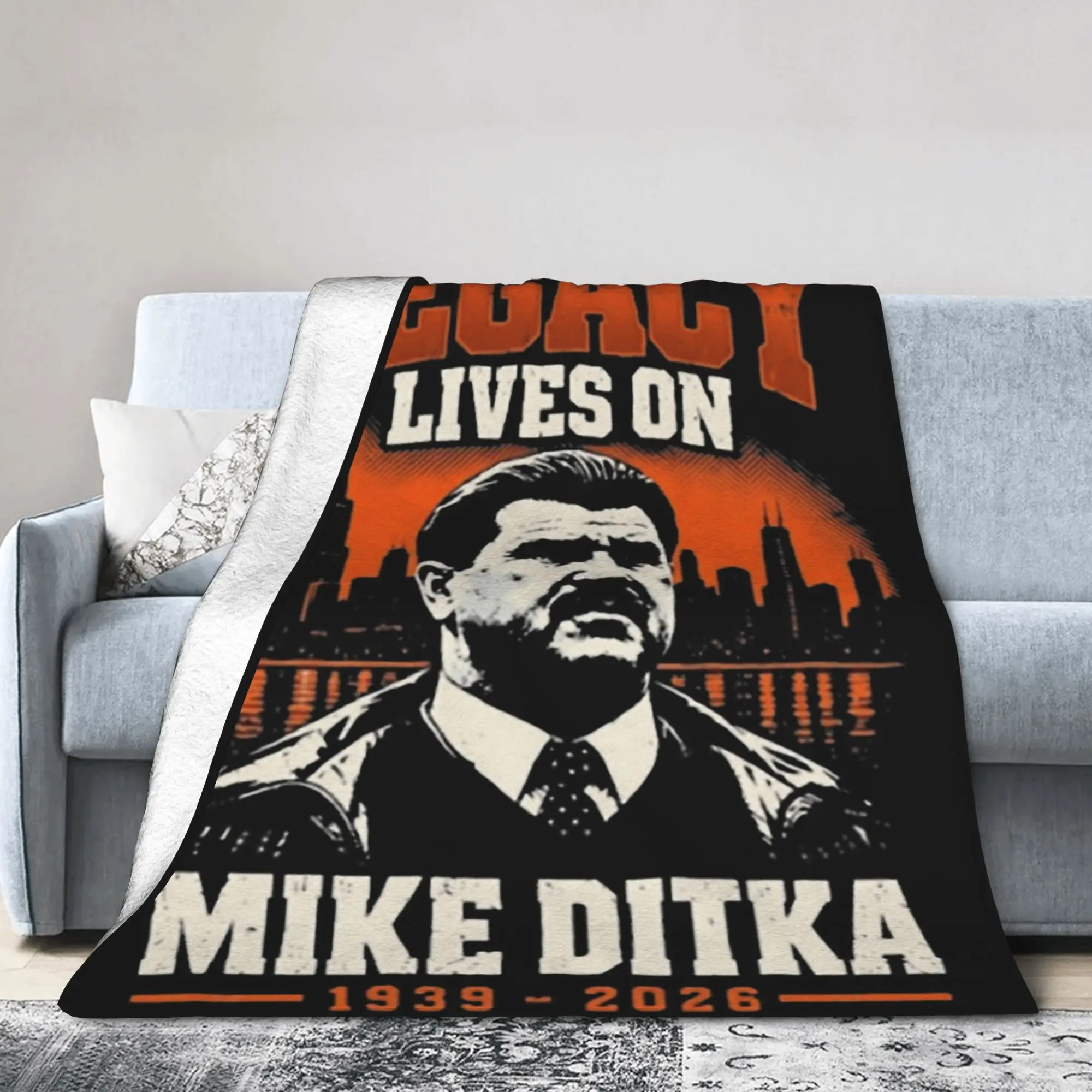 RIP Mike Ditka In Memoriam Football Blanket  Flannel Throw Blankets Summer Air Conditioning Printed Lightweight Bedspread