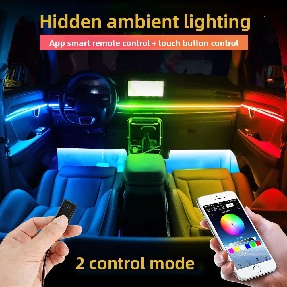 Universal RGB LED Car Ambient Light Interior Symphony 256 Full Color Streamer Hidden Acrylic Strip Decoration Atmosphere Lamp