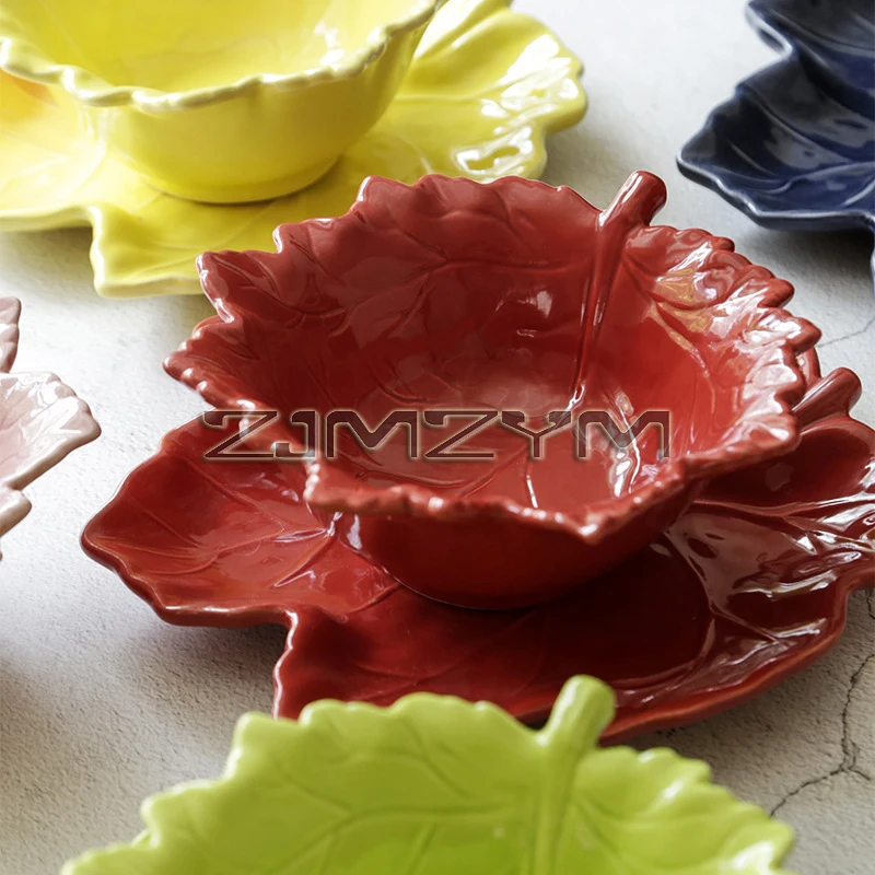 Ceramic Plate Bowl Vegetable Plate Western Food Plate Household Salad Bowl Creative Shaped Plate Personalized Tableware