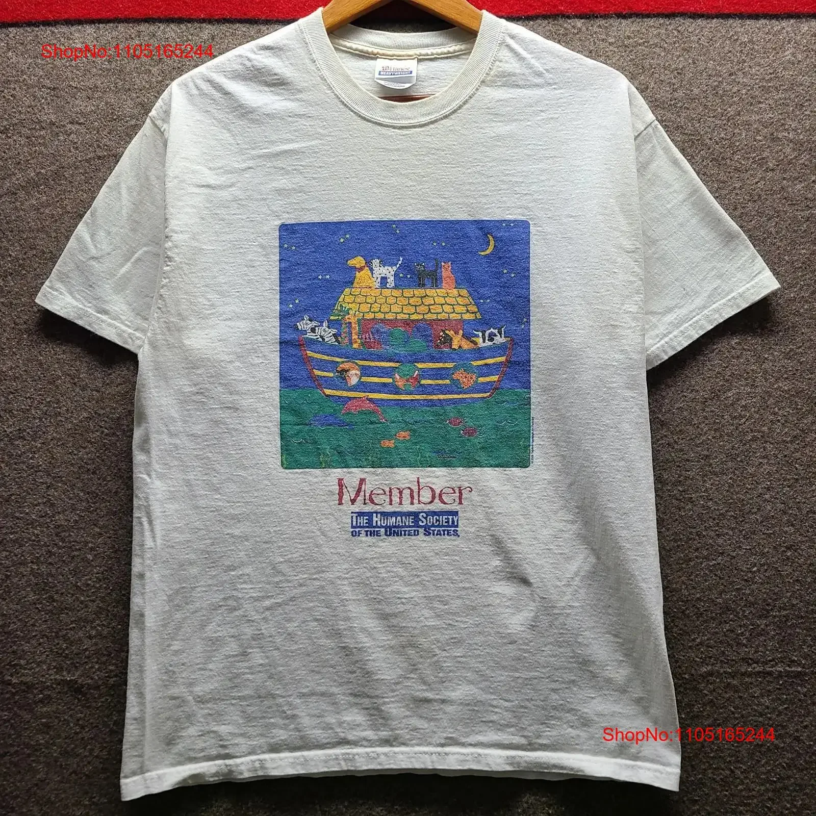 

VTG Noah's Ark T Shirt Men's Large The Humane Society Y2k Streetwear vintage Washed homme Breathable Casual Unisex graphic