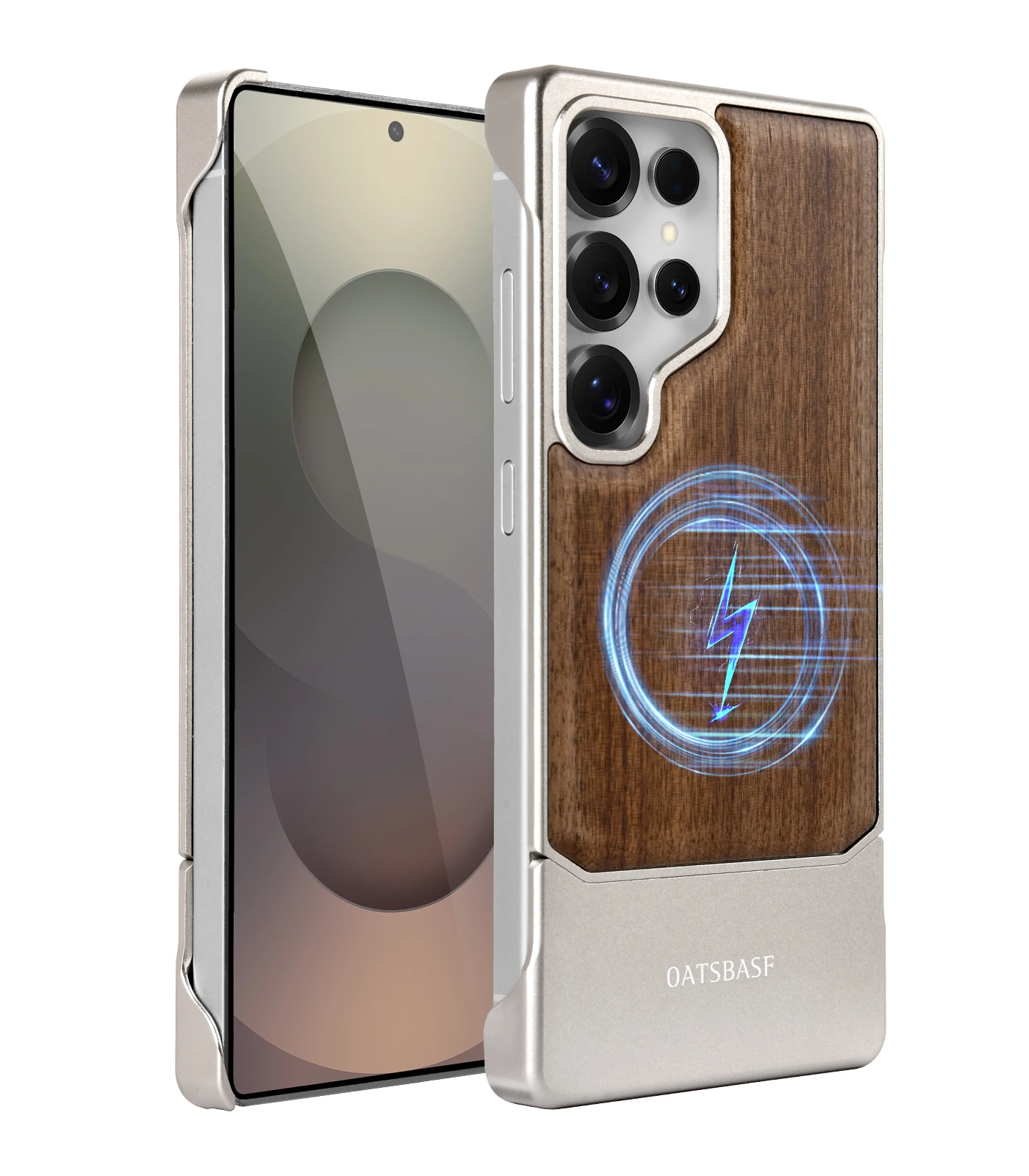 

Oatsbasf Magnetic Wooden Frameless Phone Case for Samsung Galaxy S25 Ultra Case Protective Shockproof Wireless Charging Cover