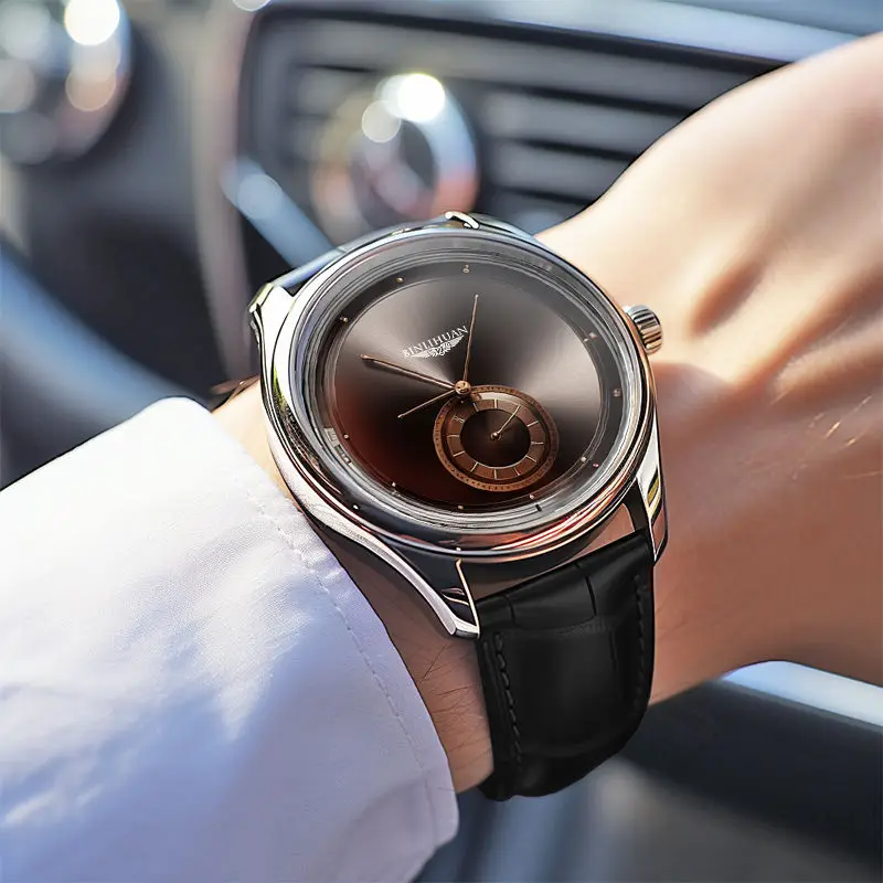 Orologio da uomo nuovo alla moda Orologio al quarzo digitale semplice Orologio da studente casual in pelle nera Orologi eleganti 2025 Reloj Hombre