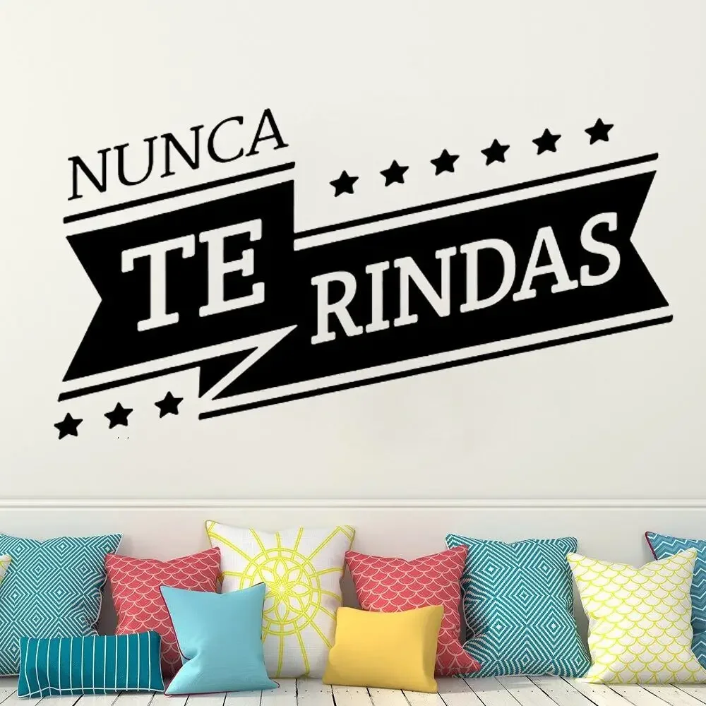 Spanish Quotes Gym Nunca Te Rindas Wall Stickers Vinyl Fitness Workout Crossfit Inspirational Decals School Decor Poster RU2608