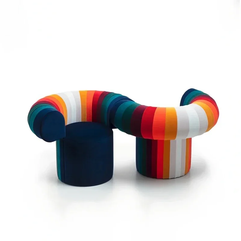 

Colored Mosaic Armchair Rainbow Leisure Fan-Shaped Backrest Couch Model Room Living Room
