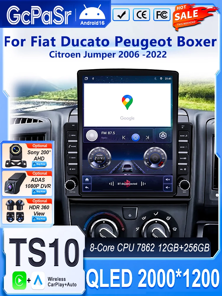 9,7-calowy Android 16 Carplay do Citroen Jumper/Relay Peugeot Boxer/Fiat Ducato 2006 2007-2022 Radio samochodowe Multimedialny odtwarzacz wideo — 2