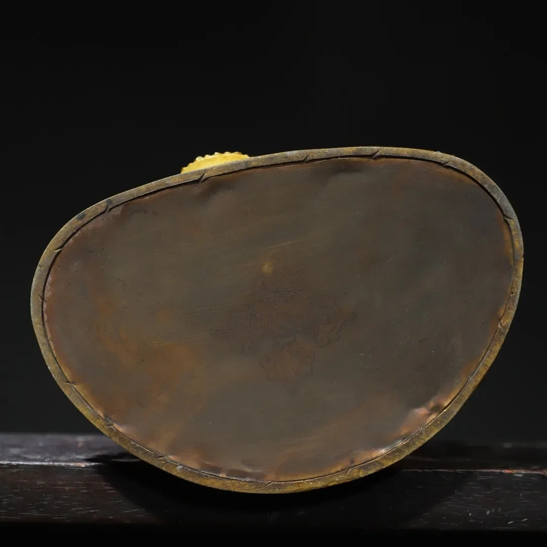 

13"Nepalese folk Old Bronze Gilded Painted Face Green Tara Sitting Buddha GARUDA Backlight Platform Worship Hall