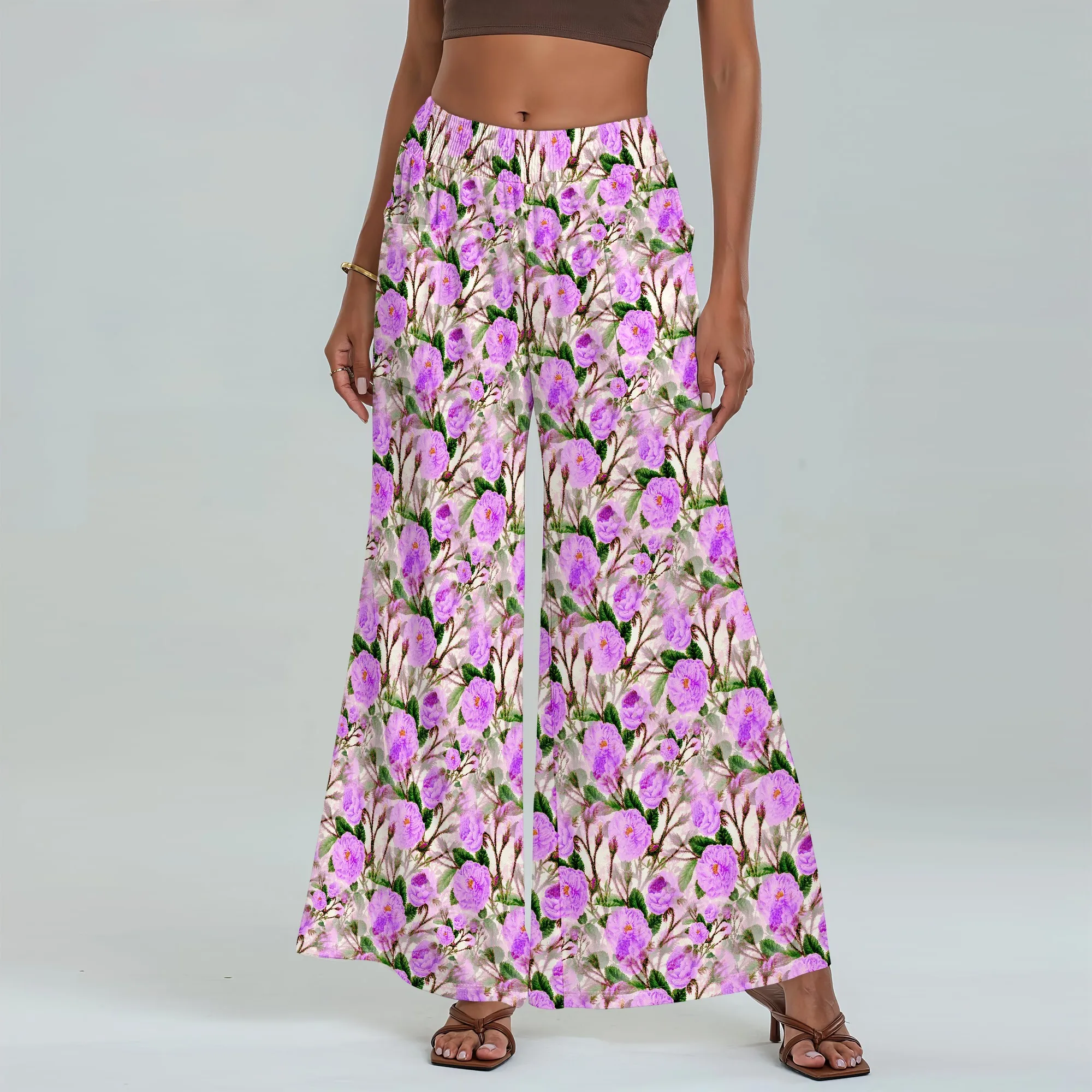 

Women's Wide Leg Pants with Pockets Floral Pattern for All Seasons Casual Comfort Festival Party Music Festival