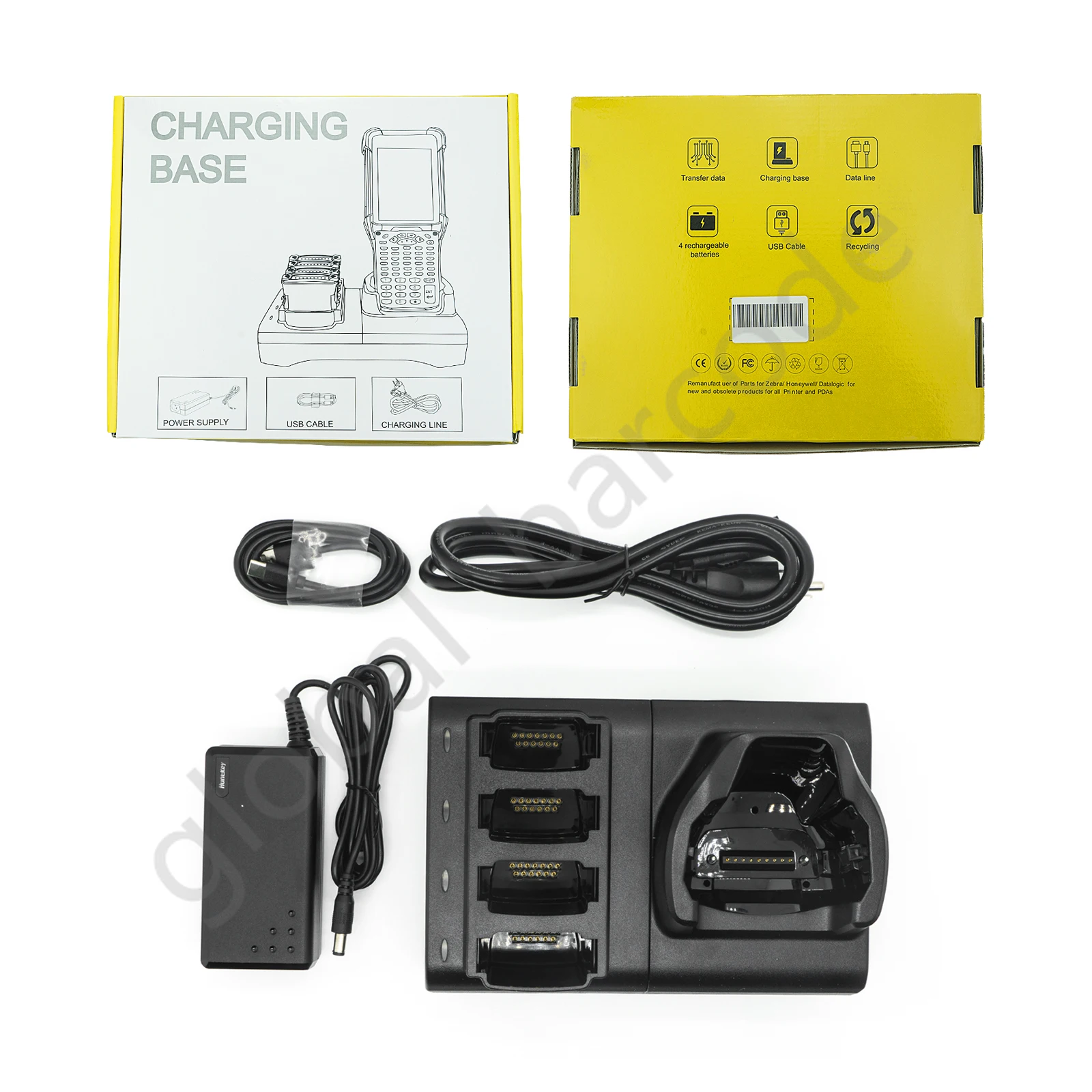 4-Slot Battery Charger Cradle with Power Supply for Symbol Zebra MC9300 Series Barcode Scanner Handheld Mobile Computer