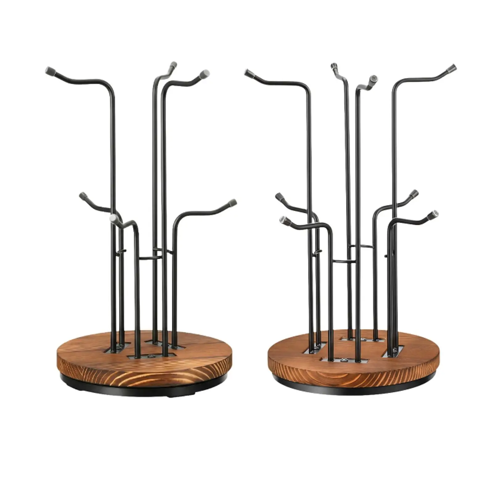 Compact Coffee Mug Holder with Sturdy Wooden Cup Tree Rack Removable Hooks Mug Organizer for Coffee and Tea Tool Bar Accessories
