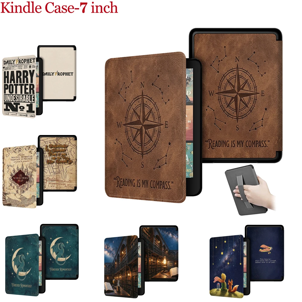 Vintage Compass protect Case For Kindle Colorsoft Signature Edition 1st Gen 7in 2024 Paperwhite 12th Gen Marauder game Map cover