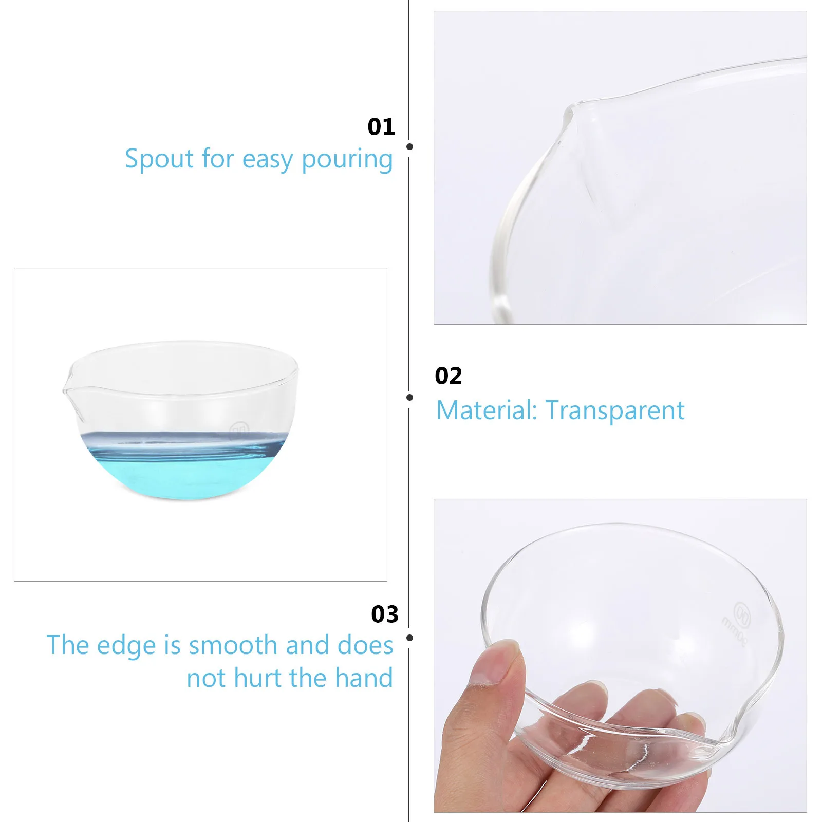 

Glass Evaporating Container Round Shape Spout Design Ideal for Liquid Evaporation Mixing Storing Ingredients Evaporating Bowl