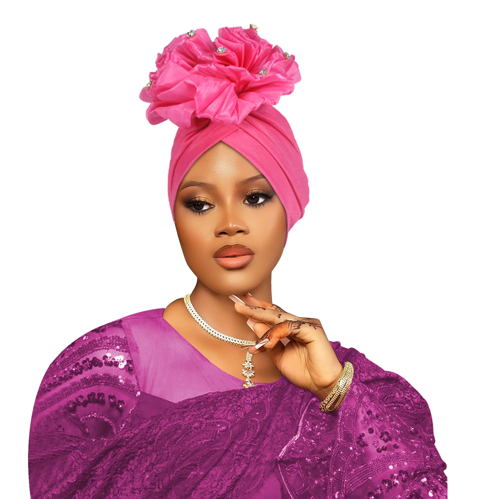 الأفريقية السيارات Gele Headties مسلم عمامة الحجاب للنساء مطوي بونيه قبعة هندية نيجيريا رئيس التفاف قبعة الزفاف Geles وشاح