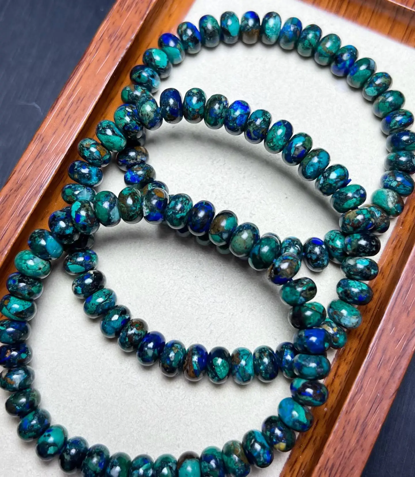 Natural Malachite Azurite Green Blue Bracelet 8mm Abacus Beads Woman Men Azurite Bracelet AAAAAA