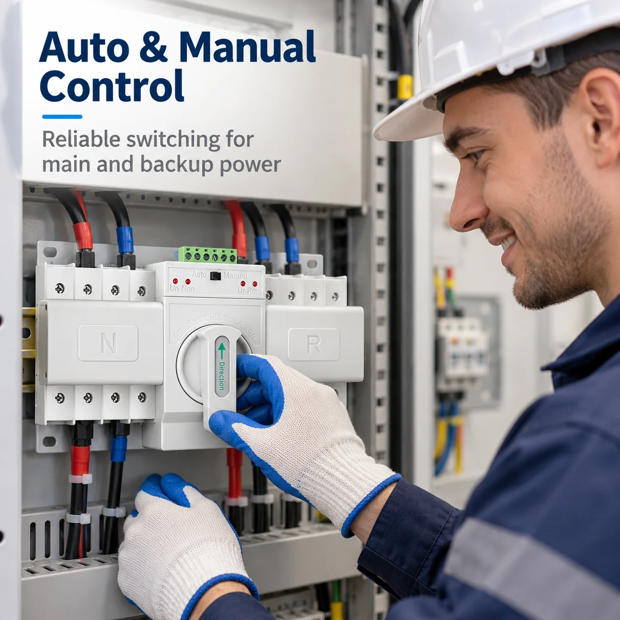 AOLIVIYA 63A 4P Automatic Transfer Switch ATS Dual Power Changeover Switch Three Phase Four Wire 220V Manual Auto