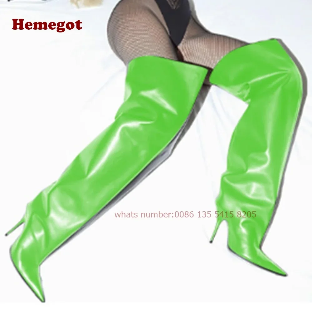 Black Pleated Thigh High Boots Stiletto Heels Over The Knee Women\'s Boots Winter Solid Leather Casual Slip On Luxury Runway Shoe