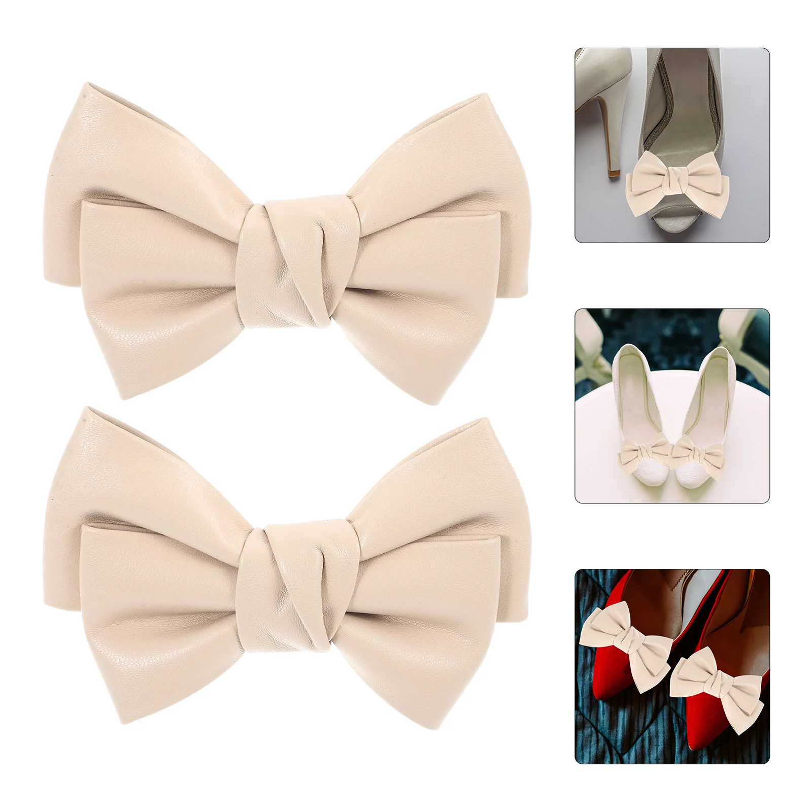 

Bow Shoe Flower Jewelry Clips for Pumps Heel Women Decorative Accessories Beige Bride Heels