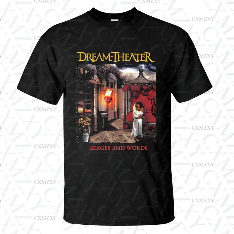 Men T Shirt Casual Images & Words T-Shirt Black By Dream Theater Graphic Summer Short Sleeves 100% Cotton S-3XL Cool Tee