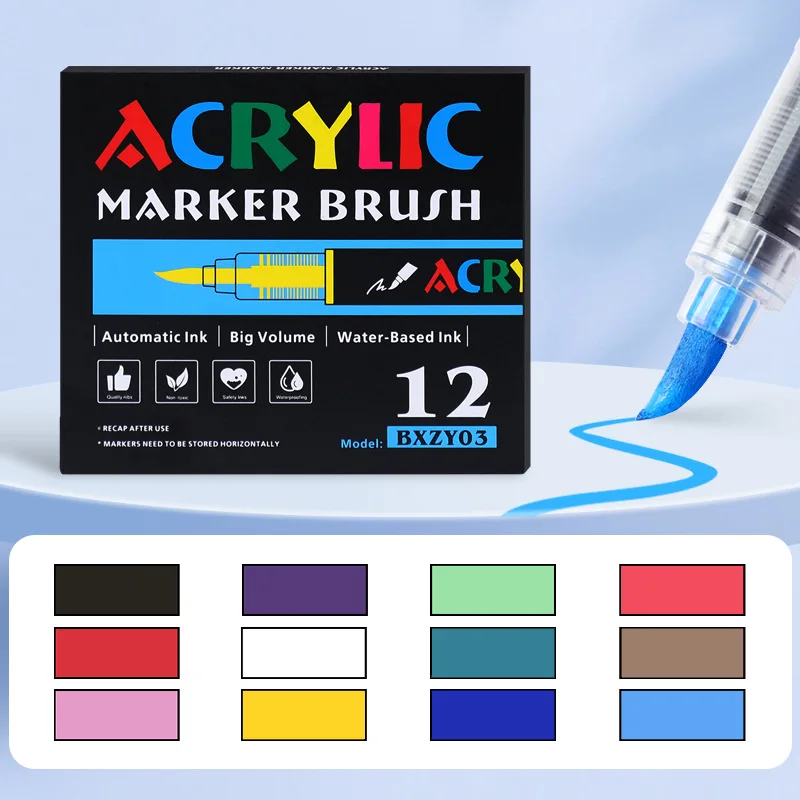 Acrylverfmarkers voor het beschilderen van stenen, Watervaste permanente acrylpennen voor glas, keramiek, canvas, schoenen ontwerpen en schoolprojecten - afbeelding 1