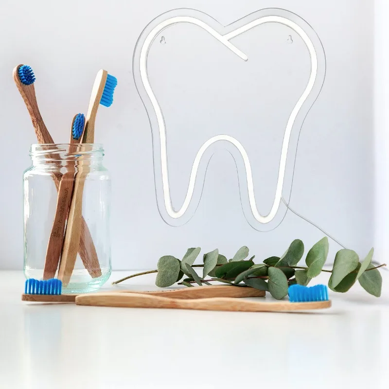 Tooth Neon Sign LED Teeth Dental Office Decor Wall Hanging Dentistry Wall Gift for Dental Student Gift Dentist Retirement Gift