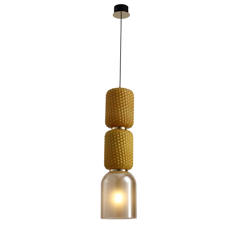 

Светильники для домашнего декора, детская комната, стеклянные желтые светодиодные подвесные светильники с одной головкой