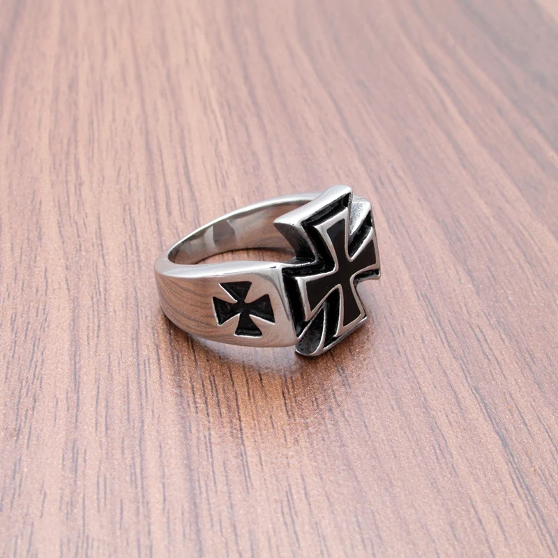 316L Stainless Steel Vintage Norse Viking Finger Nordic Cross Ring Silver Color Design Jewelry For Men\'s Gift