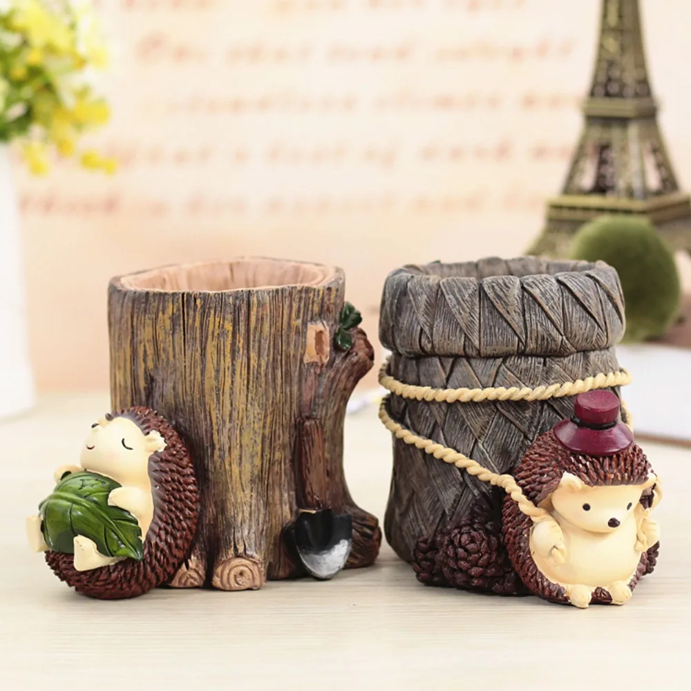 

Смола ежик держатель для ручки мультфильм животные мультфильм канцелярские принадлежности контейнер украшение для рабочего стола настольное хранилище