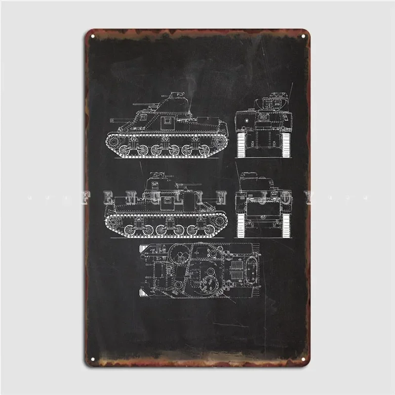 Tank M3 Lee Poster Metal Plaque Cinema Living Room Wall Vintage Plaques Tin Sign Poster